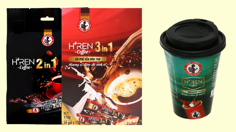 Cà phê hoà tan H"ren được đóng thành từng gói nhỏ tiện dụng