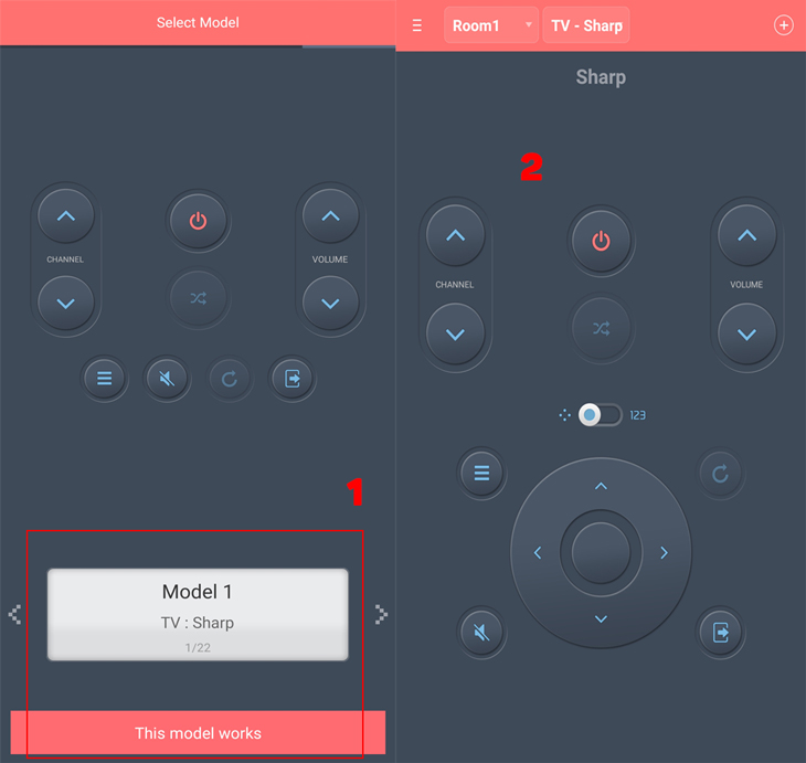 Khi bạn đã thiết lập xong thiết bị, giao diện sẽ hiện ra và bạn nhấp chọn This model works để điều khiển thiết bị.