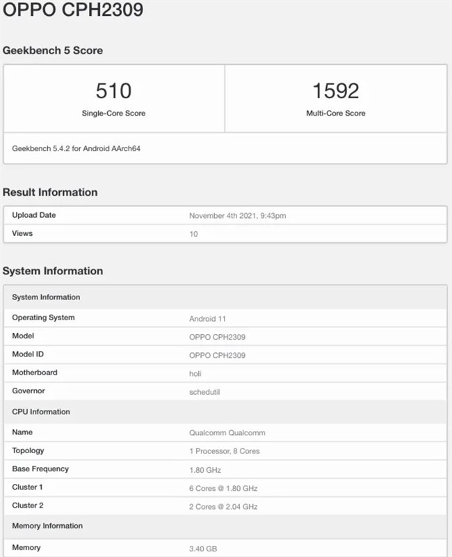 OPPO A55s lộ diện trên Geekbench