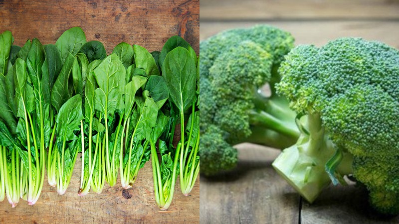 Các loại rau có màu xanh đậm chứa rất nhiều canxi và vitamin D