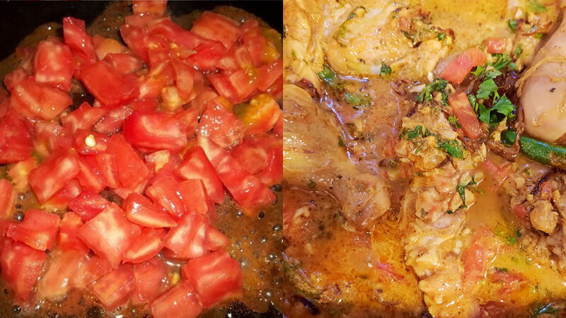 Xào thịt gà với cà chua và các nguyên liệu khác