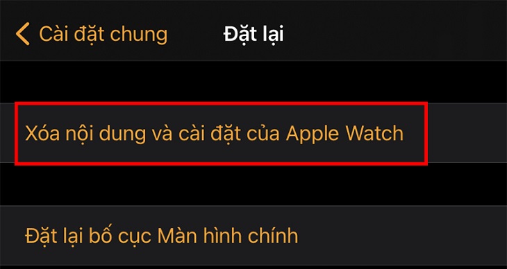 Bước 3: Chọn Xóa nội dung và cài đặt của Apple Watch để xác nhận lại.