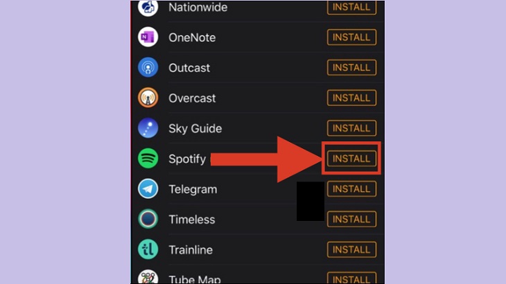 Di chuyển và chọn mục Spotify > Chọn Cài đặt (Install).