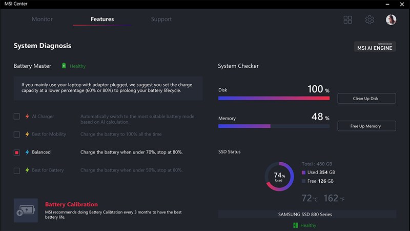 MSI Center. Nguồn: MSI.