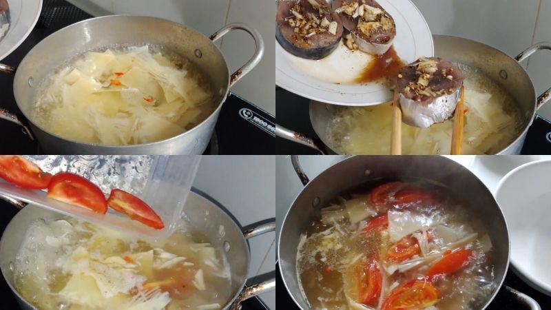 Nấu canh cá ngừ nấu măng