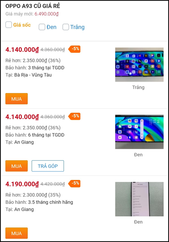 Điện thoại OPPO cũ giảm đến 30%, tha hồ lựa chọn từ giá rẻ đến cao cấp a93