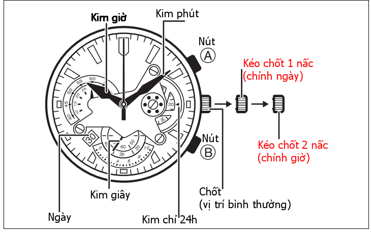  Đồng hồ 6 kim 1 lịch