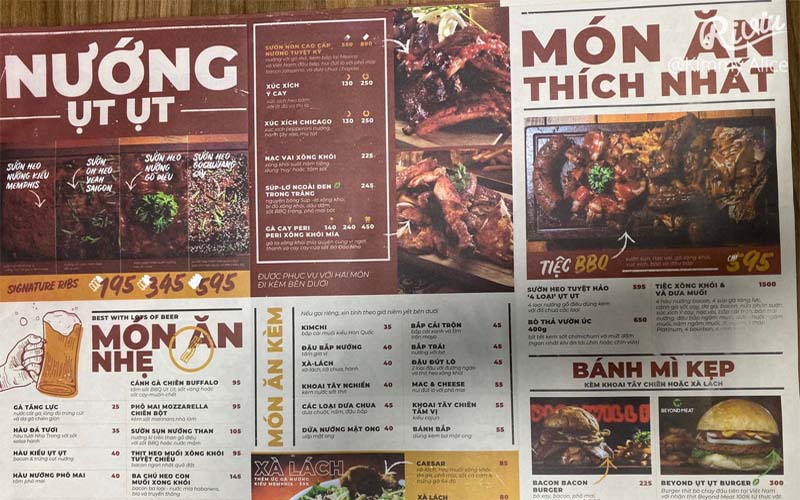 Menu quán Ụt Ụt