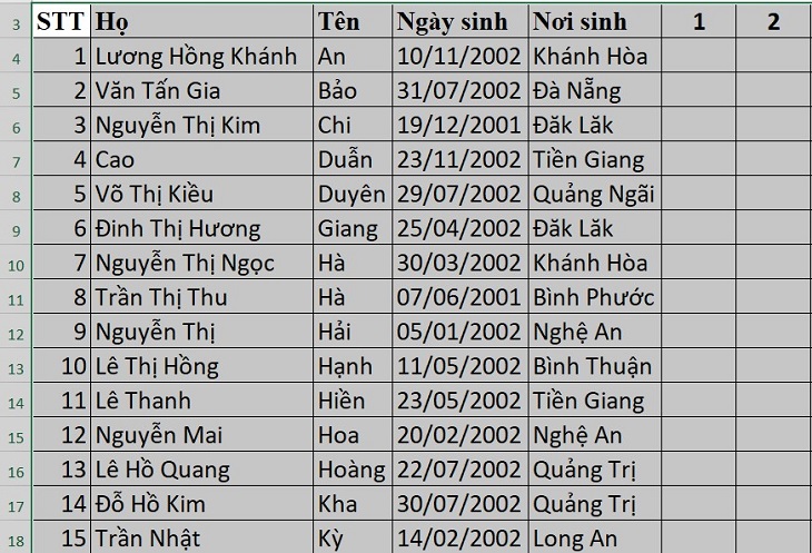 Nội dung sau khi điều chỉnh độ rộng của ô Excel