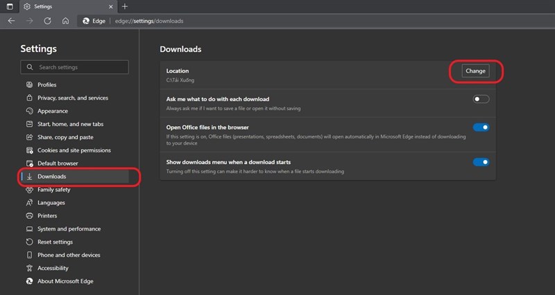 Cách thay đổi vị trí lưu tệp tải xuống trên Microsoft Edge