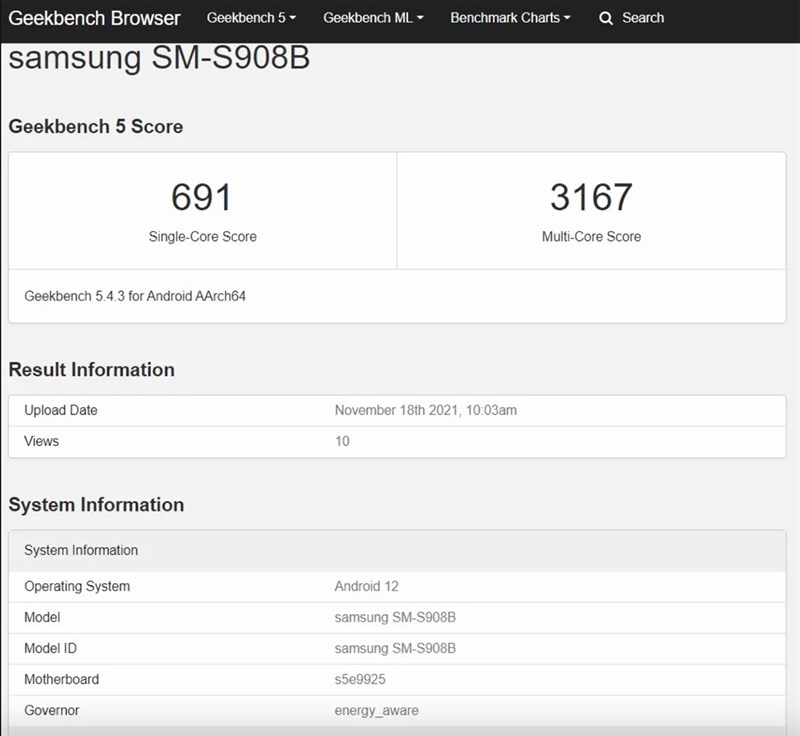 Thông số kỹ thuật của Galaxy S22 Ultra rò rỉ qua Geekbench Thông số kỹ thuật của Galaxy S22 Ultra rò rỉ qua Geekbench