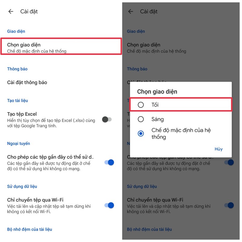 Cách tùy chỉnh giao diện tối (dark mode) trên điện thoại cho Google Sheet