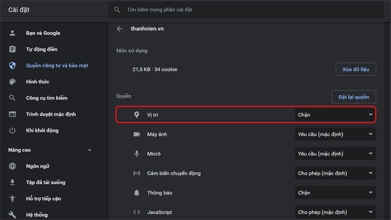 Cách kiểm tra website nào truy cập vị trí trên Chrome