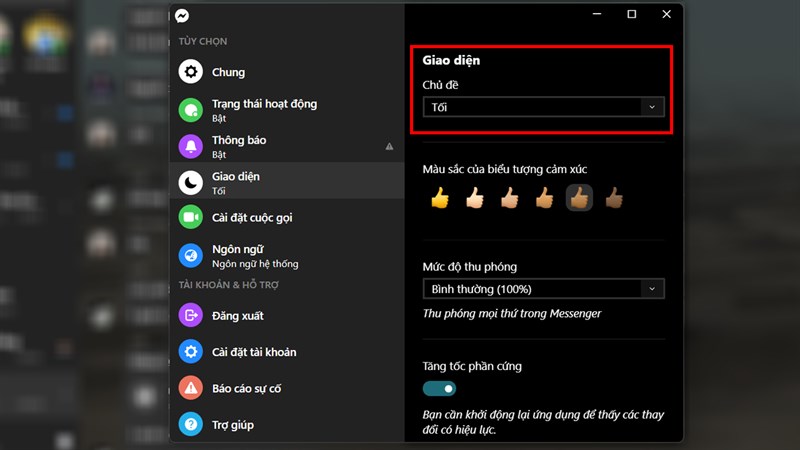 Chế độ tối trên Messenger
