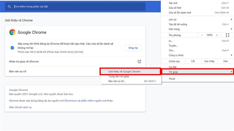 cách cập nhật Google Chrome 96