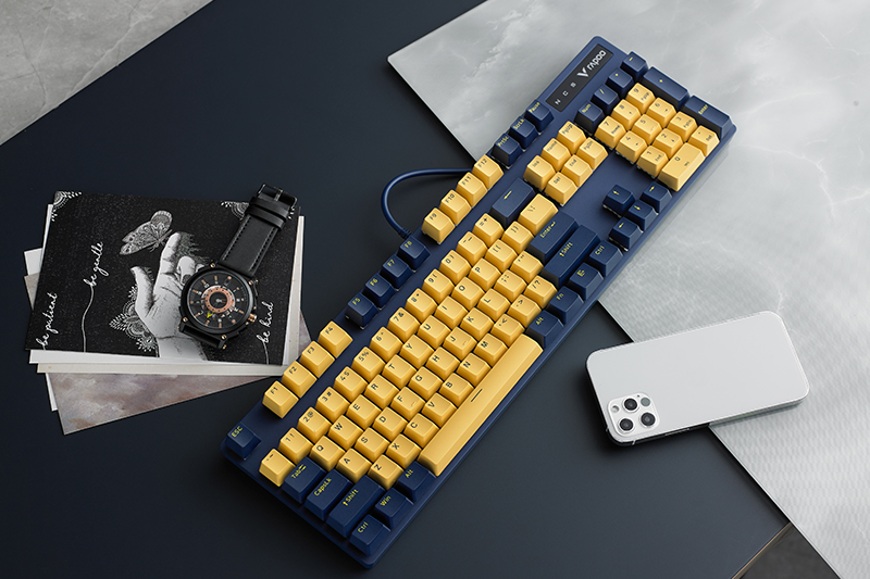 Bàn Phím Cơ Có Dây Gaming Rapoo V500Pro Vàng Xanh