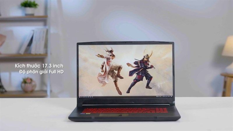 MSI GF76 Katana với màn hình IPS có kích thước lên đến 17.3 inch độ phân giải Full HD.