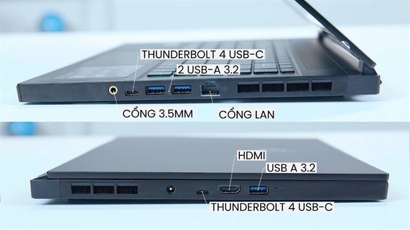 Các cổng kết nối trên MSI Gaming GS66 Stealth.