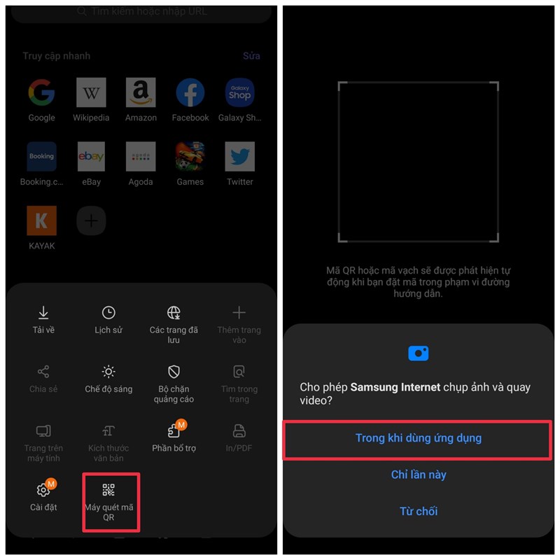cách quét mã qr bằng samsung internet