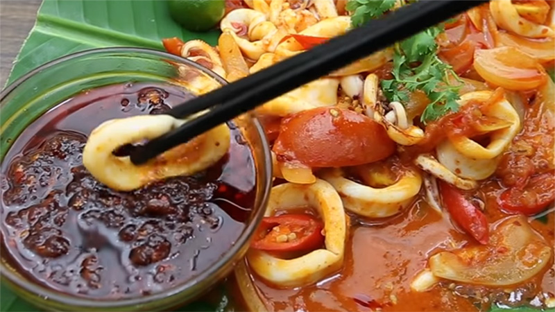 Mực sốt cay sambal cay ngon, hấp dẫn