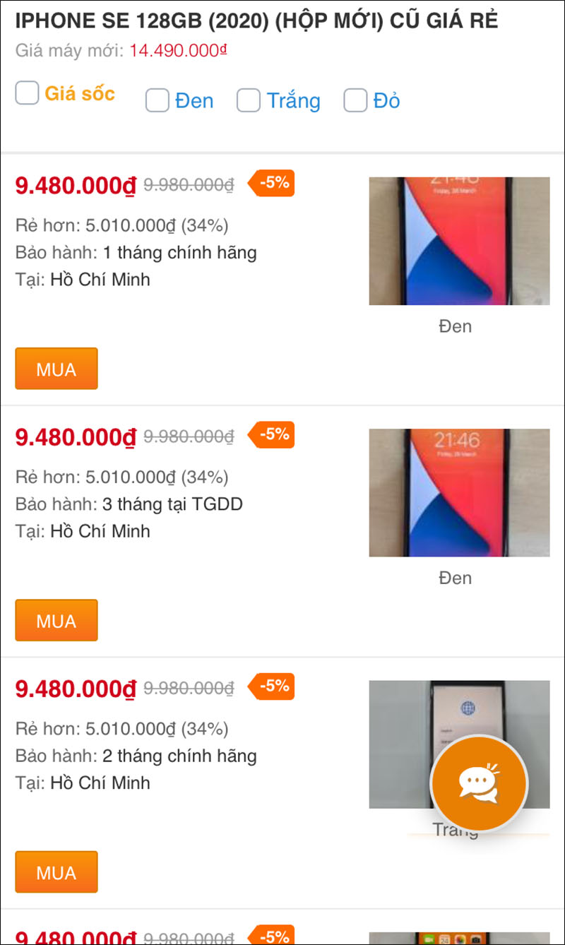 iPhone SE 128GB (2020) (Hộp mới) cũ