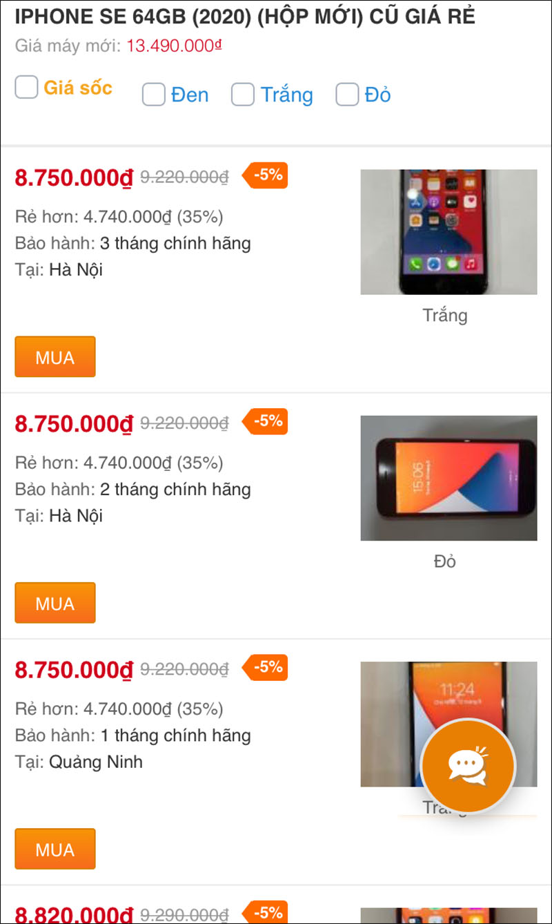 iPhone SE 64GB (2020) (Hộp mới) cũ