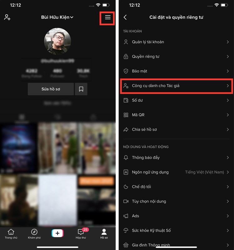 Cách xem phân tích tài khoản trên TikTok