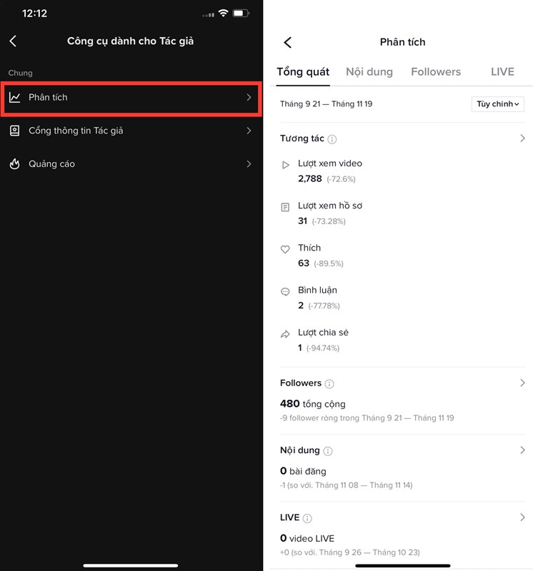 Cách xem phân tích tài khoản trên TikTok