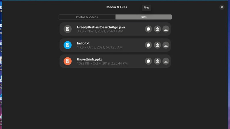 cách xem lại các file đã gửi trên mess pc