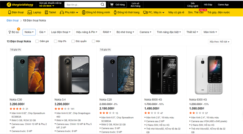 Điện thoại Nokia giá tốt tại TGDĐ