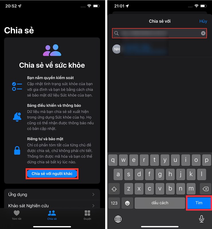 Cách chia sẻ dữ liệu sức khỏe của bạn với người thân trên iPhone