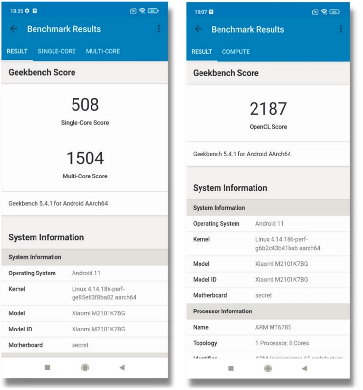 Điểm Geekbench 5 đa nhân, đơn nhân và Compute (điểm đồ họa GPU) của Redmi Note 10S. Điểm Geekbench 5 đa nhân, đơn nhân và Compute (điểm đồ họa GPU) của Redmi Note 10S.
