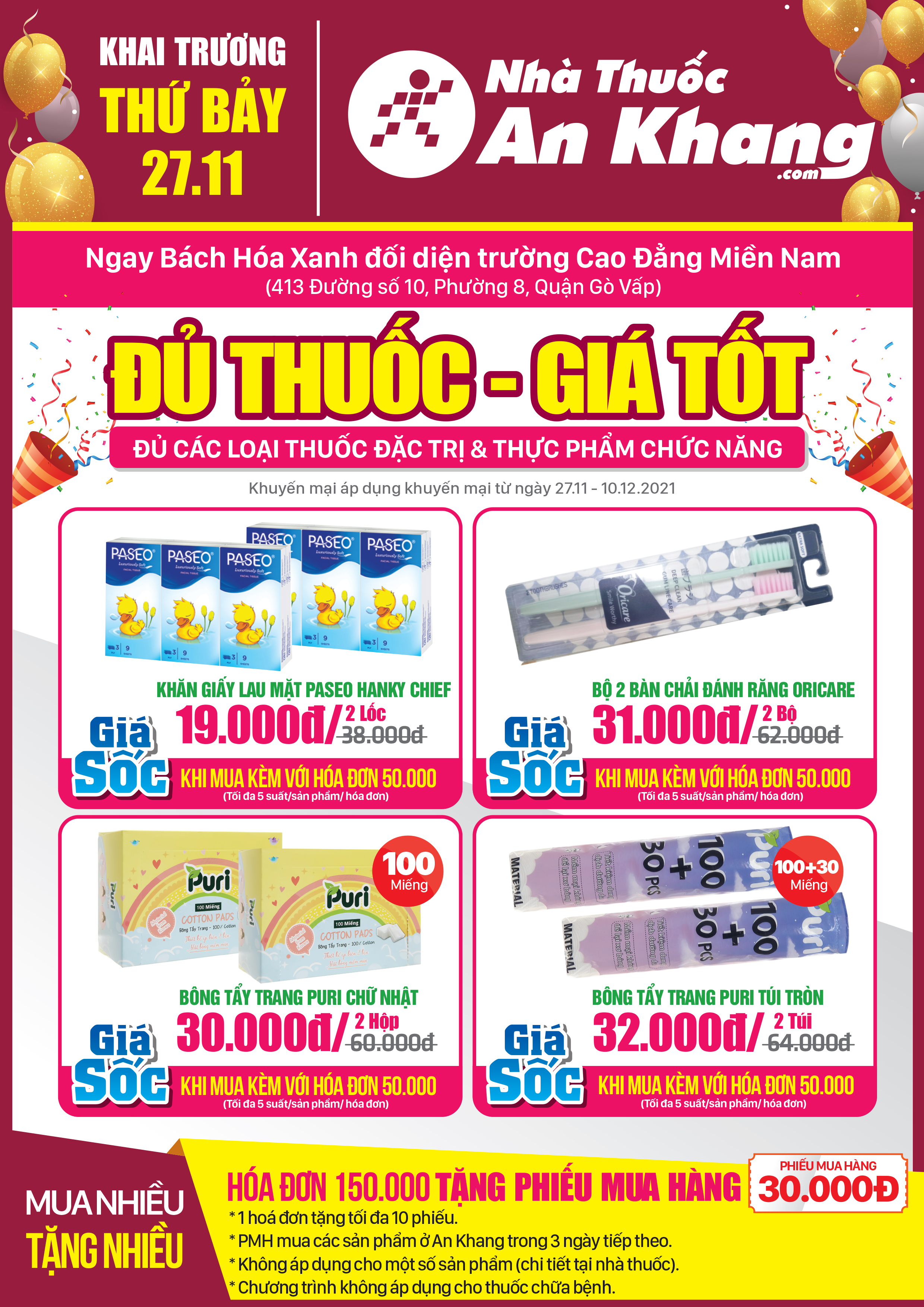 Nhà thuốc An Khang 413 Đường số 10 khai trương ngày 27/11/2021