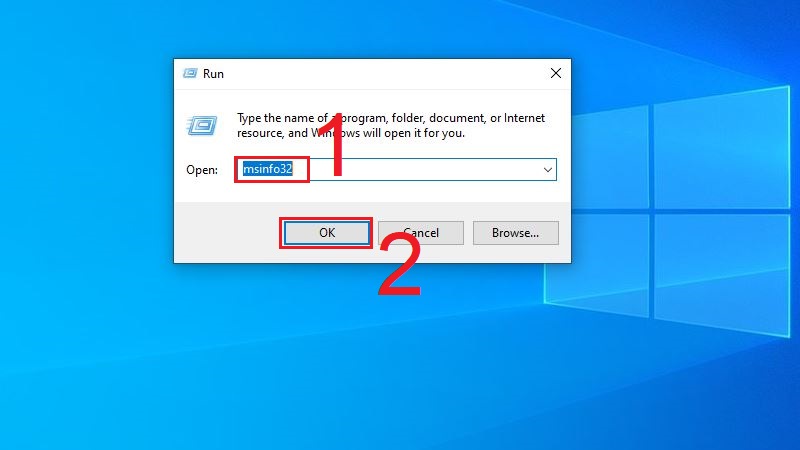 Mở cửa sổ System Information bằng Run