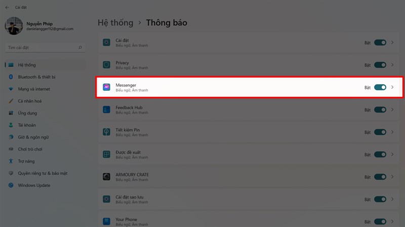 Chỉnh thông báo bằng cài đặt Chỉnh thông báo bằng cài đặt