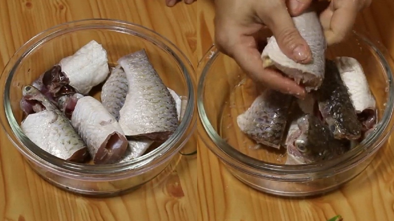 Chà xát cá với muối và chanh để làm mất mùi tanh