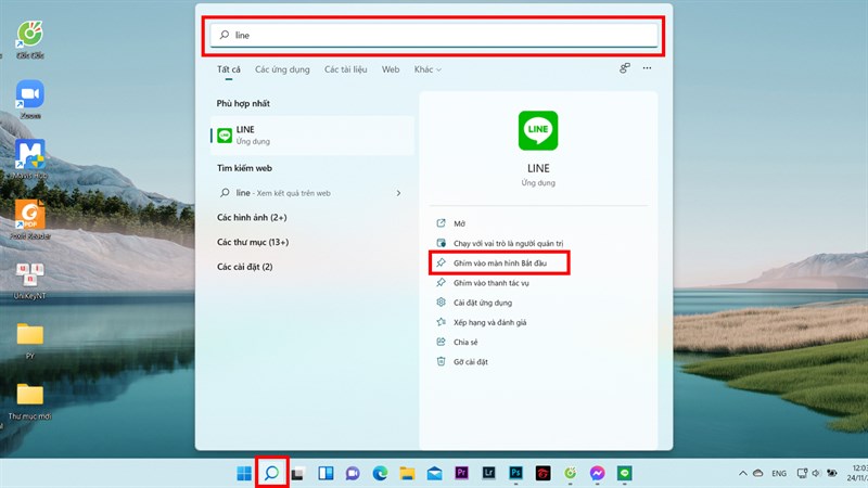 Cách ghim ứng dụng ra màn hình máy tính Windows 11 2024 để tiện dùng