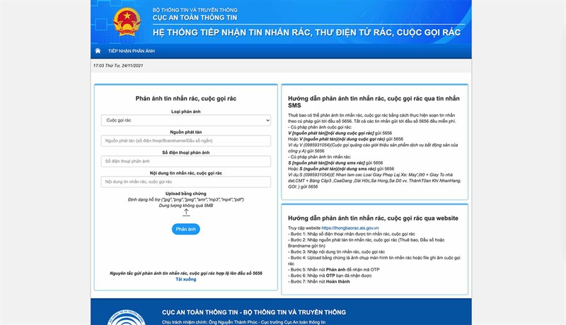 Chính thức ra mắt cổng thông tin chống tin nhắn, email và cuộc gọi rác