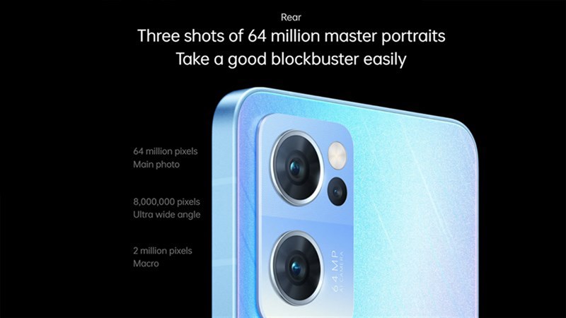 OPPO Reno7 5G được trang bị camera chính độ phân giải 64 MP. Nguồn: OPPO