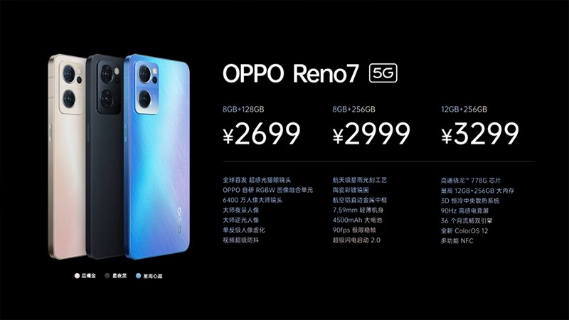 Giá bán của OPPO Reno7 tại Trung Quốc