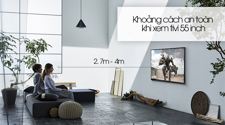 Hướng dẫn cách tính inch tivi, đo kích thước màn hình tivi đơn giản > Khoảng cách ngồi xem phù hợp với các loại kích thước tivi