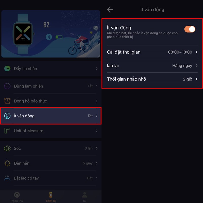 Nhắc nhở ít vận động Nhắc nhở ít vận động