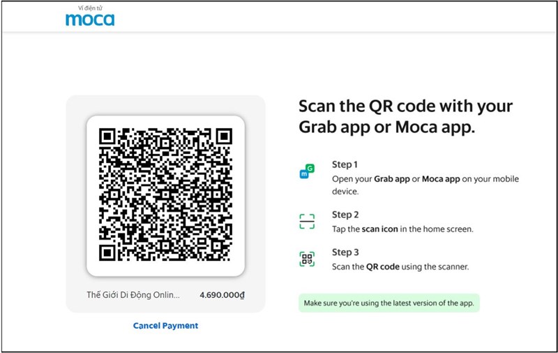 Ưu đãi tháng 12: Giảm ngay đến 500.000 đồng khi thanh toán qua ví Moca