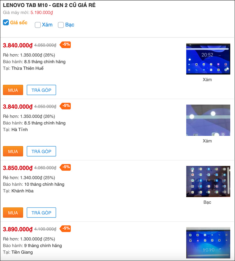 3 máy tính bảng cũ giá rẻ nhất