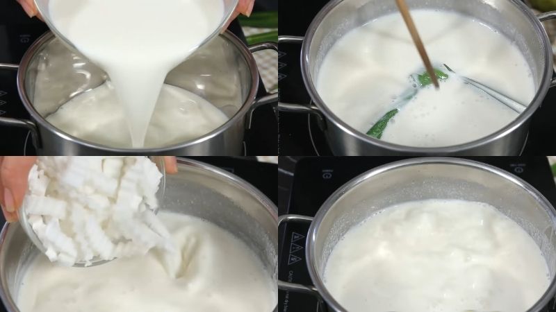 Nấu hỗn hợp sữa dừa