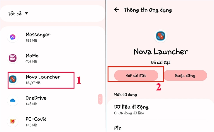 Bạn hãy kéo xuống tìm ứng dụng Nova Launcher 