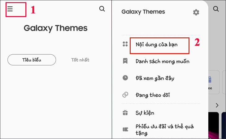  Bạn nhấn vào biểu tượng dấu 3 gạch và chọn tiếp Nội dung của bạn