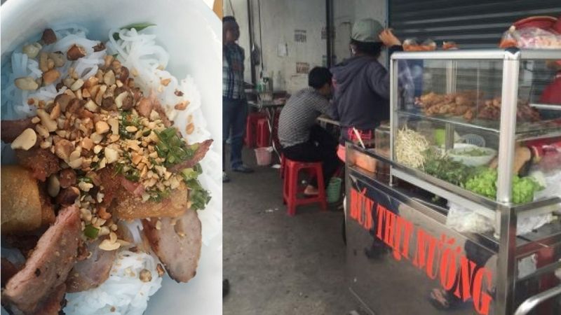 Quán bún thịt nướng vỉa hè Nguyễn Thị Nhỏ