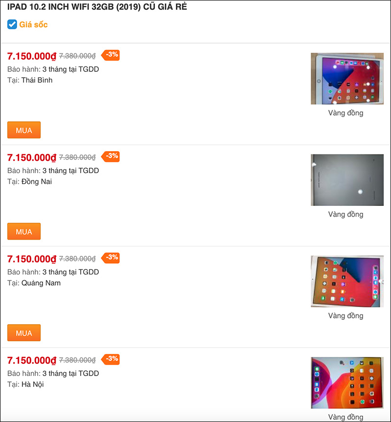 iPad cũ giá rẻ nhất