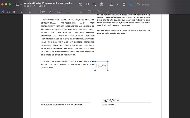Cách tạo và chèn chữ ký vào file PDF trên MacBook